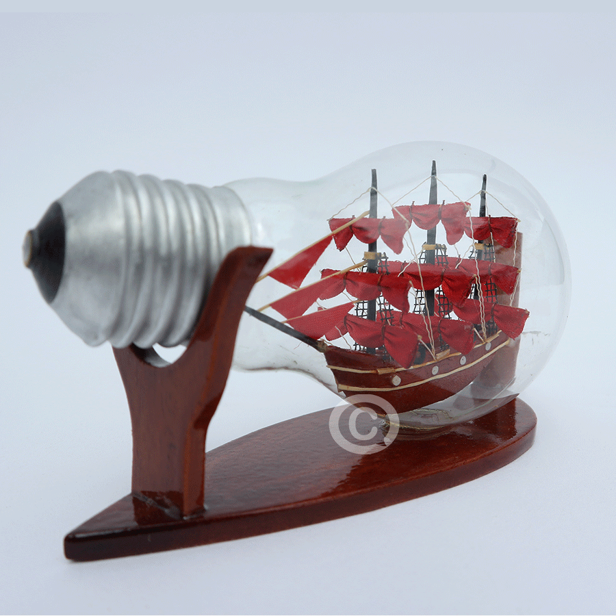 Bottles Boats Ship in light bulb 