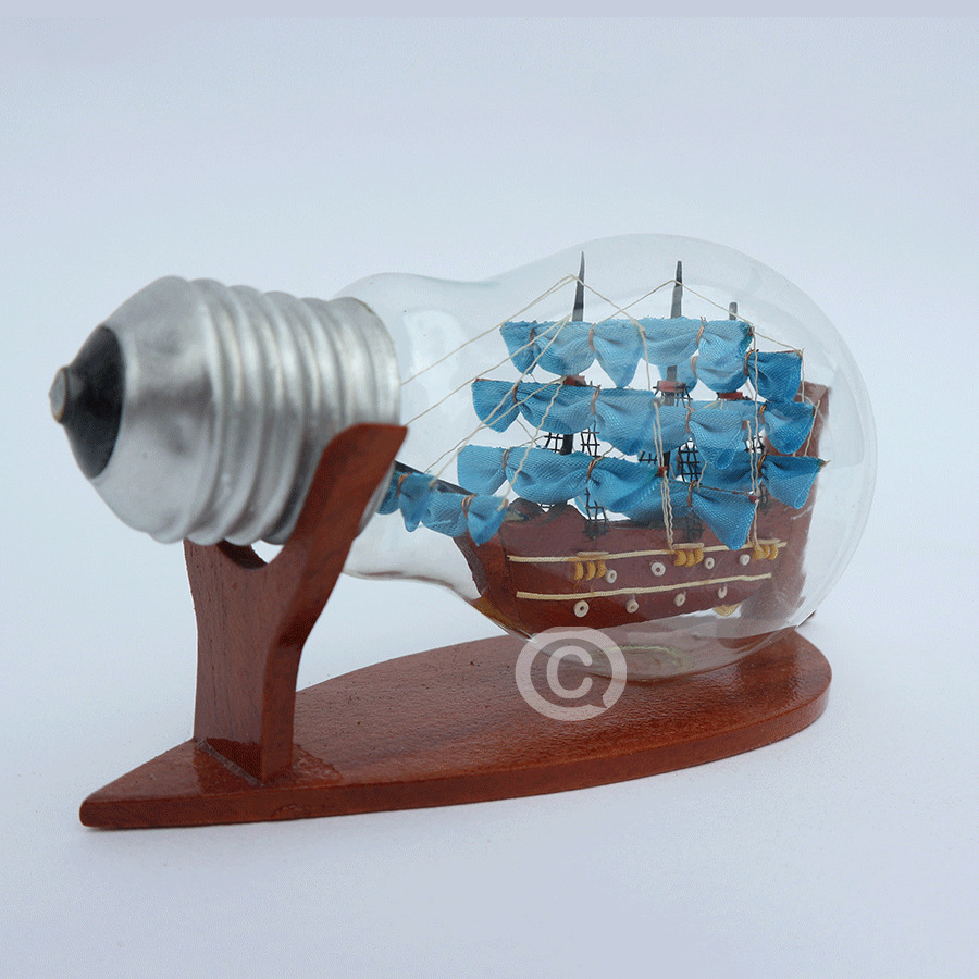 Bottles Boats Ship In Light Bulb