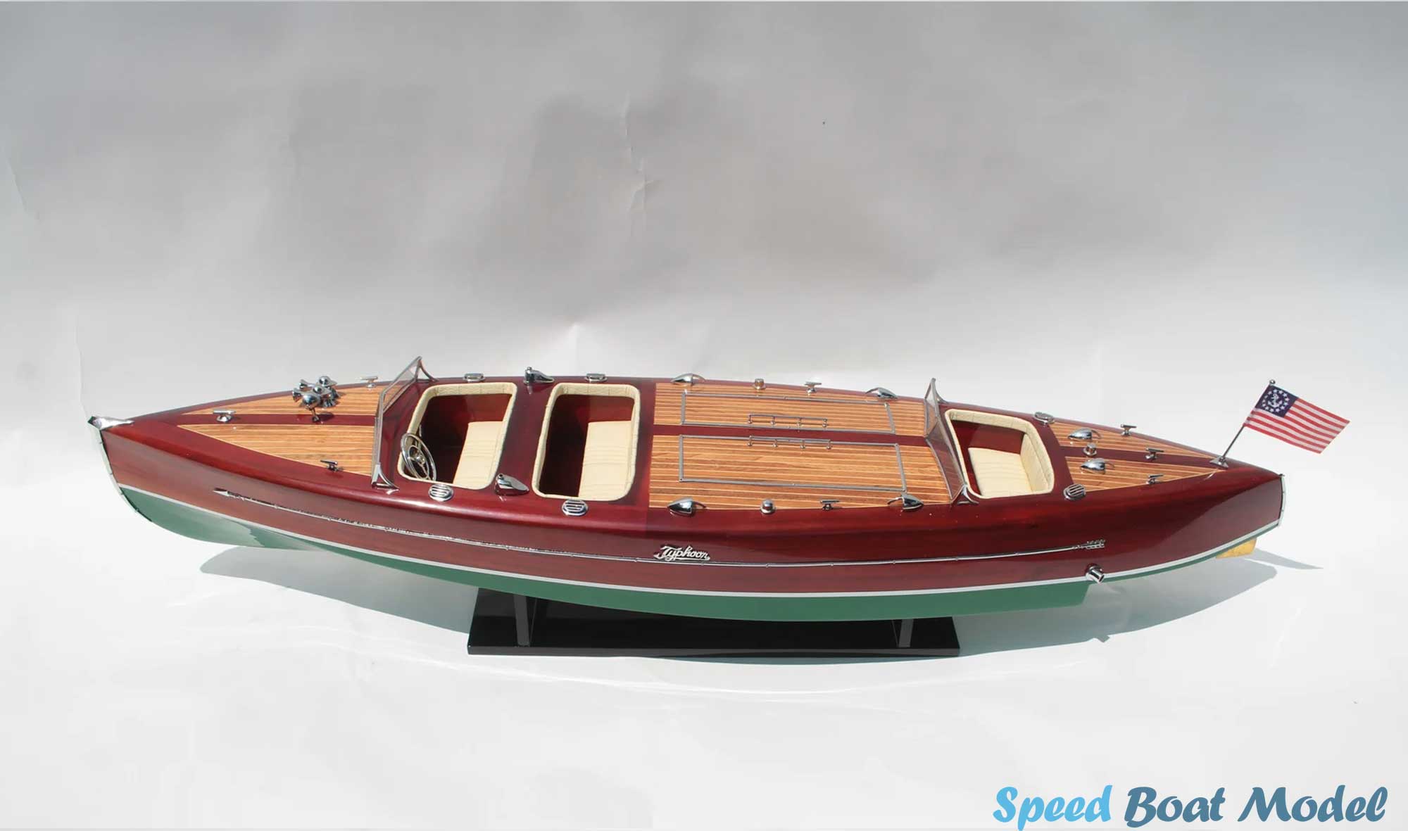 Typhoon Painted Speed Boat Model - Wooden Boat Model