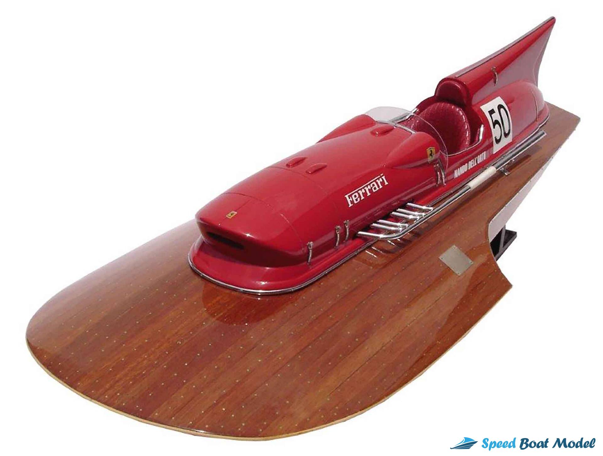 Ferrari Hydroplane Natural Wood Finish Speed Boat Model (2) Speed Boad Model