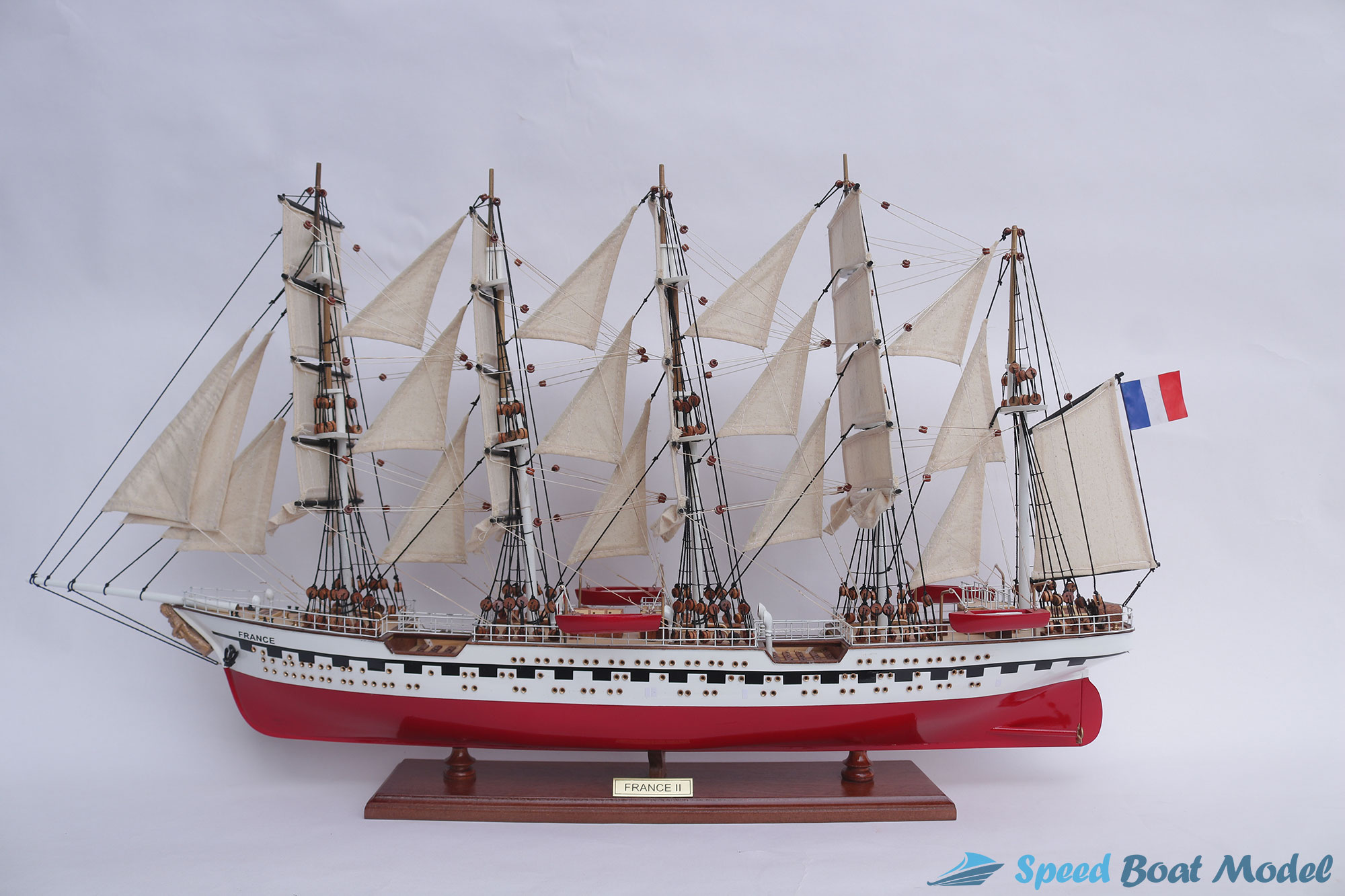 France Ii Painted Tall Ship Model