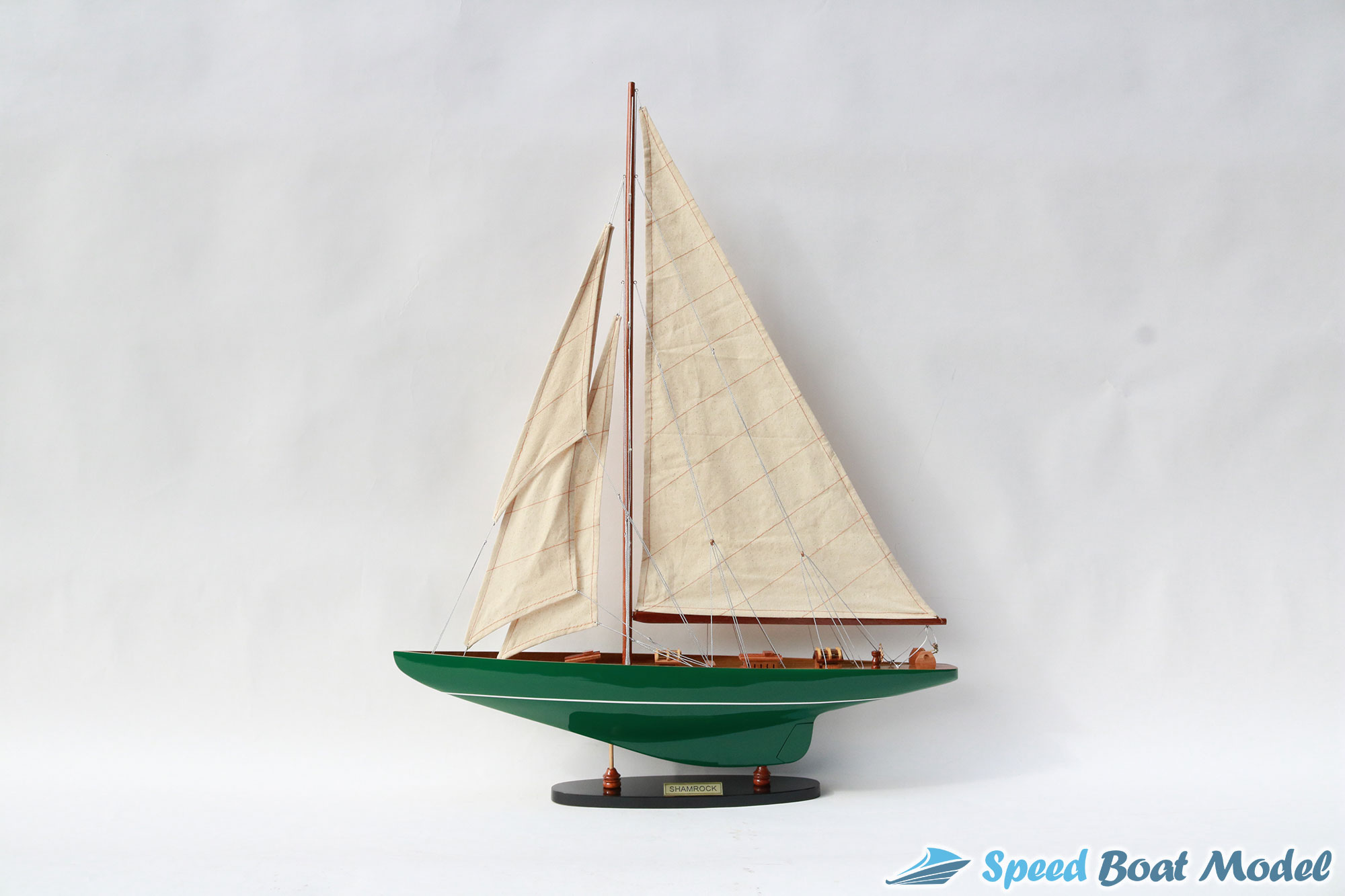 Shamrock Painted Green Sailing Boat Model